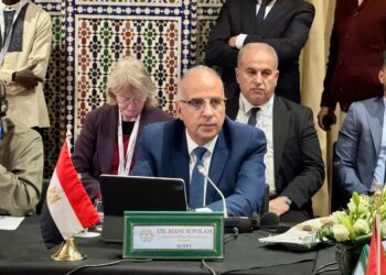 وزير الري هاني سويلم، في اجتماع وزاري بالمغرب